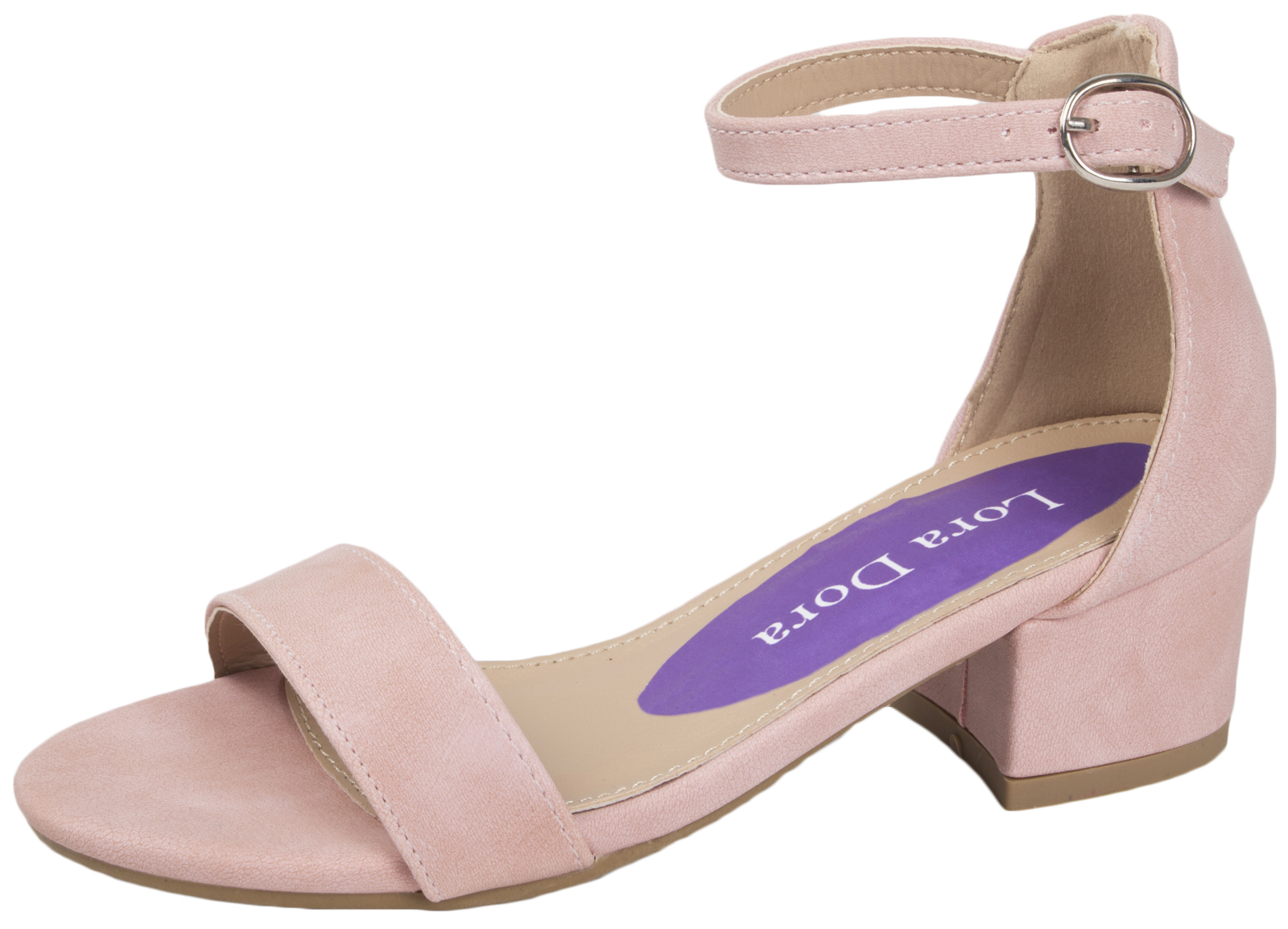 pink low block heel shoes