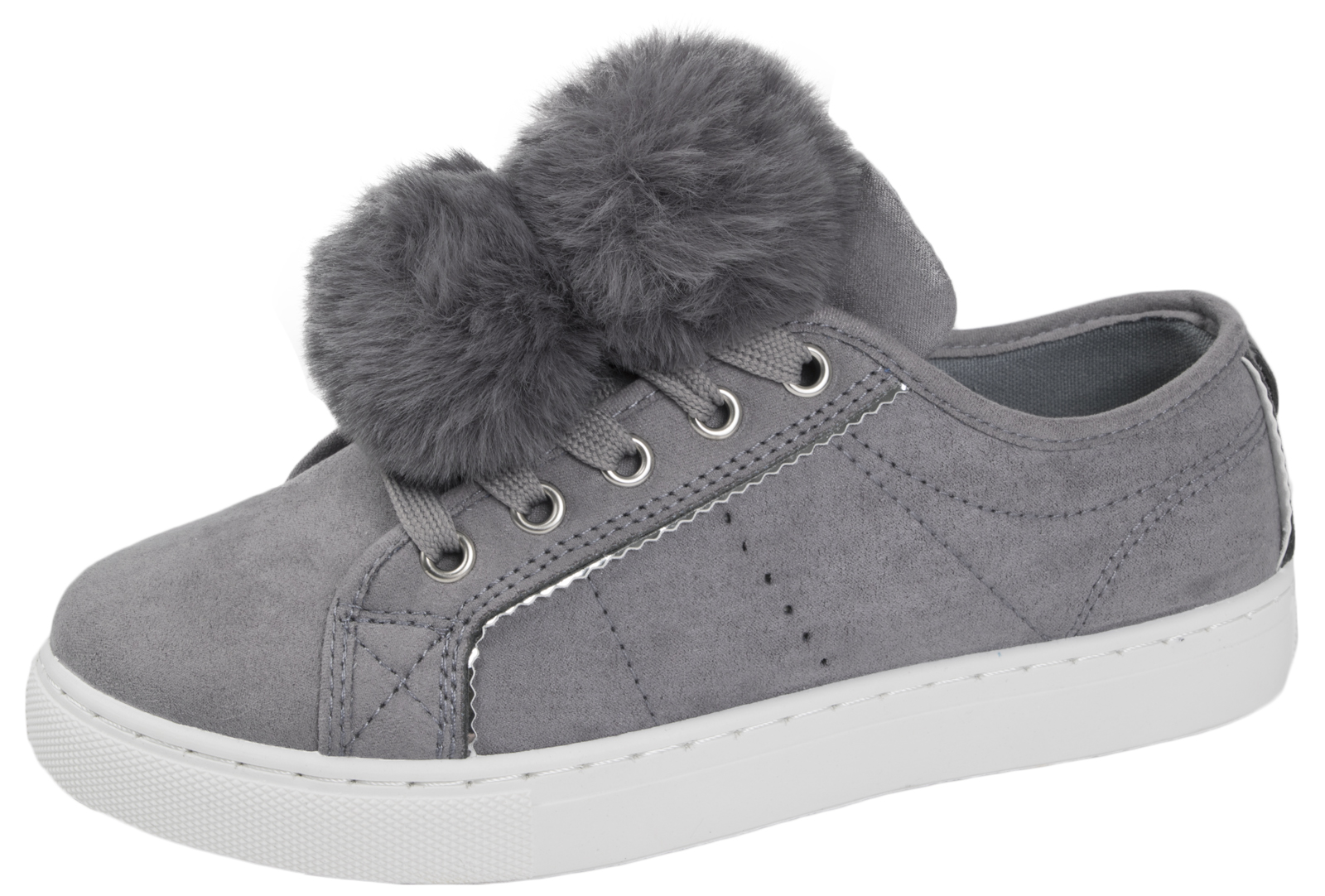 Womens Pom Pom Skate Trainers Flat Lace Up Pumps Casual Sneakers Girls Shoes Womens Pom Pom Skate Trainers Flat Lace Up Pumps Casual Sneakers Girls Shoes