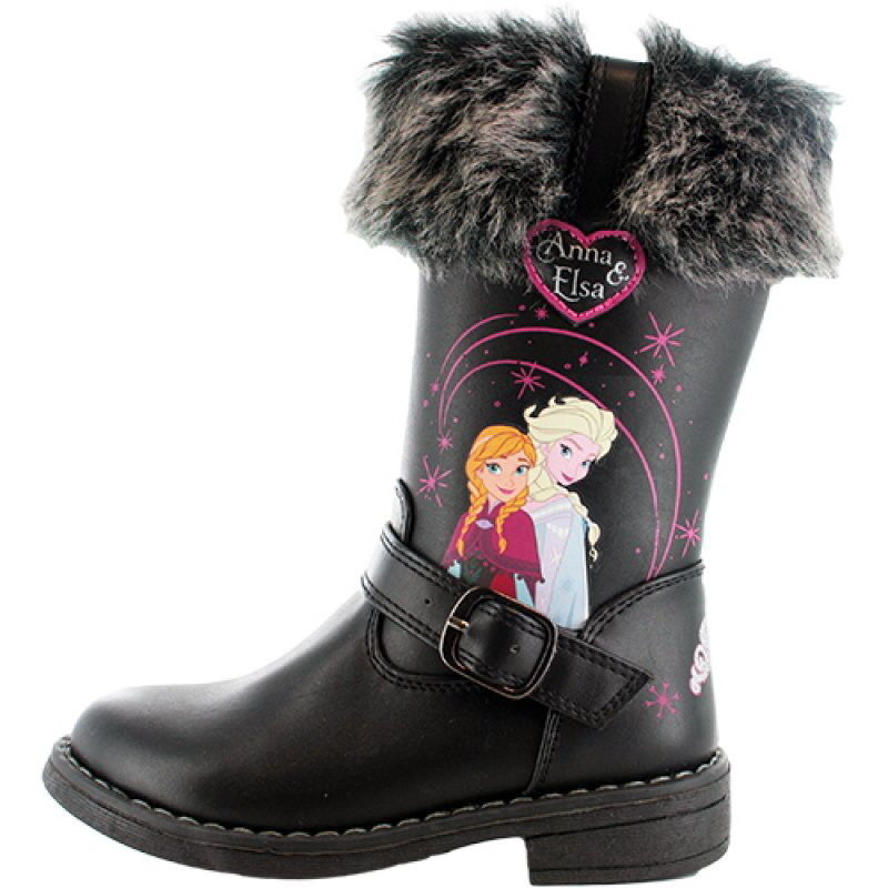 Girls Disney Frozen Warm Winter Boots Faux Fur Trim Snow Shoes Kids