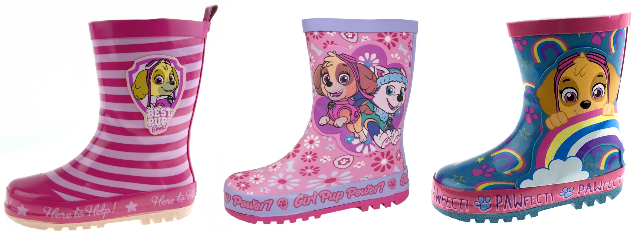 Kids Childrens Girls Pink Glitter Paw Patrol Wellies Snow Rain Wellington Boots
