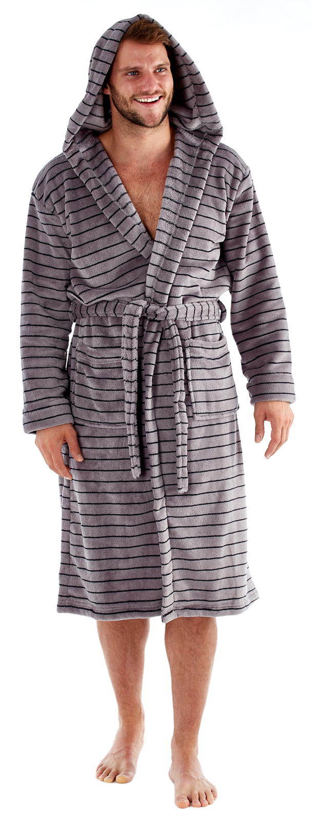 Mens Luxury Dressing Gowns Fleece Bath Robes House Coat Robe + Belt