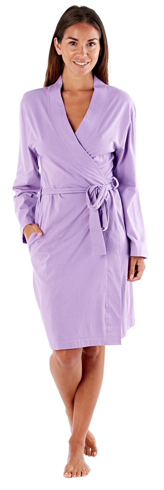 Womens 100 Cotton Waffle Bathrobe or Stripe Dressing Gown Lightweight