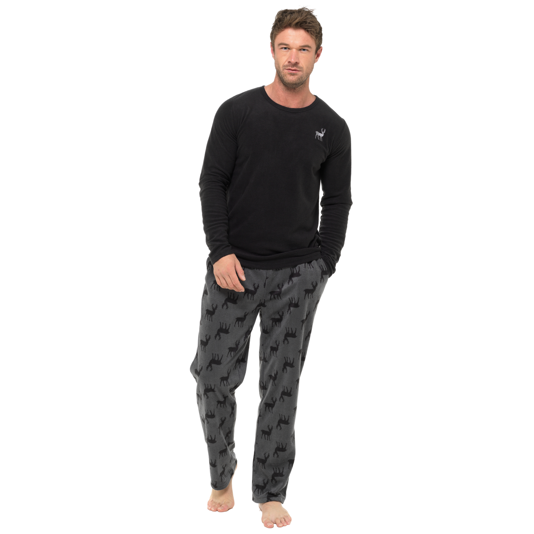 Mens 2 Piece Luxury Full Length Pyjamas Set Gents Boys Pjs Pj's Xmas Gift Size - Picture 32 of 55