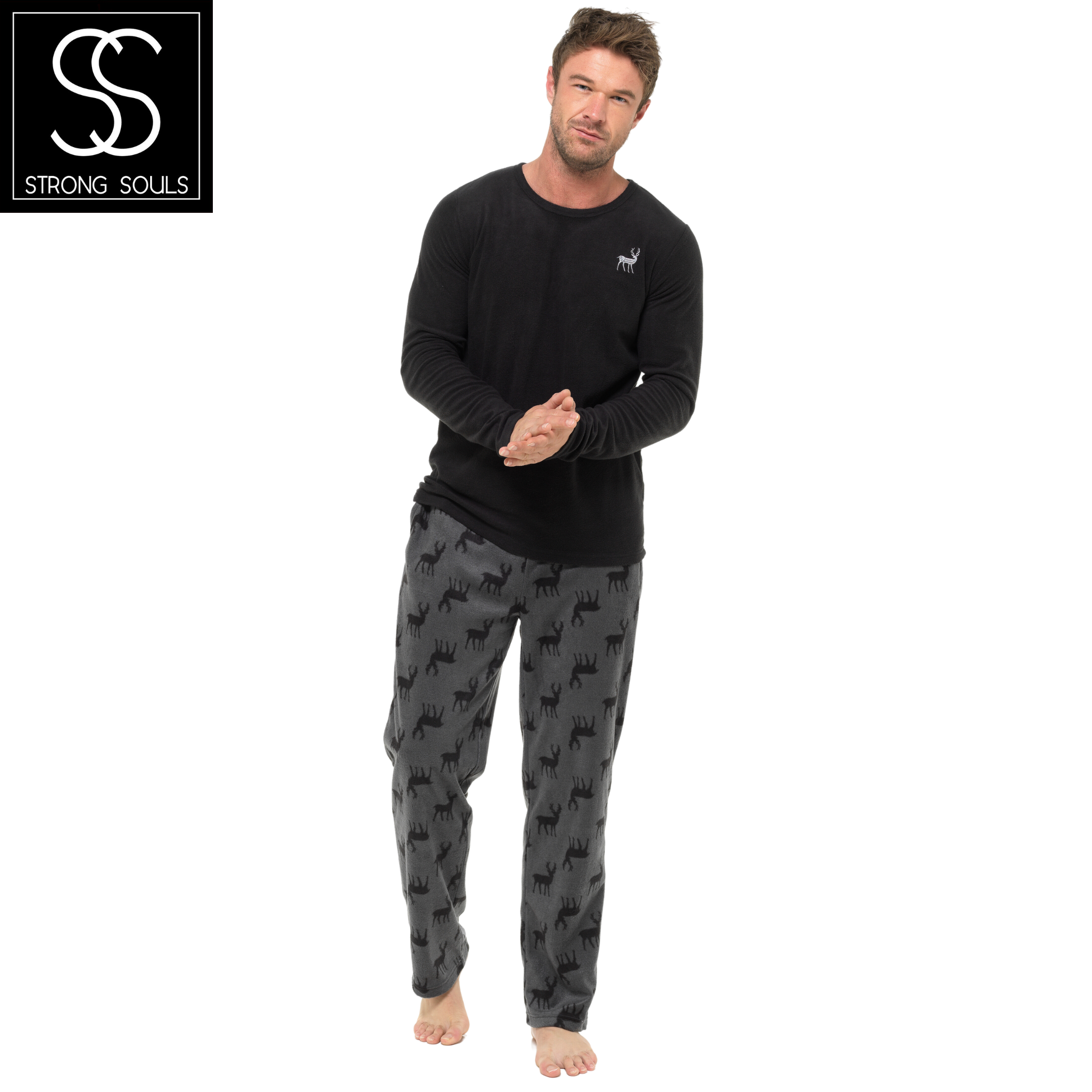 Mens 2 Piece Luxury Full Length Pyjamas Set Gents Boys Pjs Pj's Xmas Gift Size - Picture 34 of 55