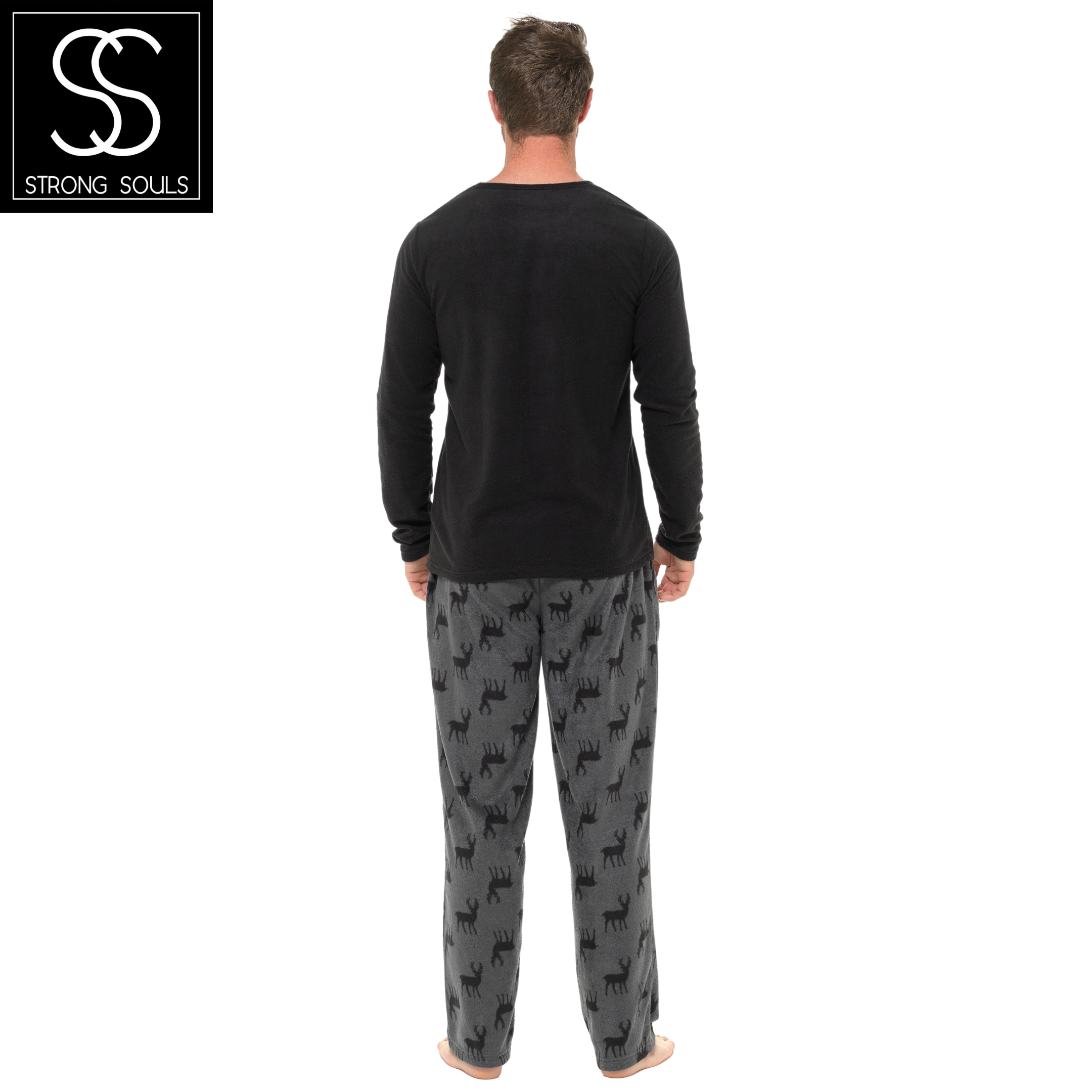 Mens 2 Piece Luxury Full Length Pyjamas Set Gents Boys Pjs Pj's Xmas Gift Size - Picture 40 of 55