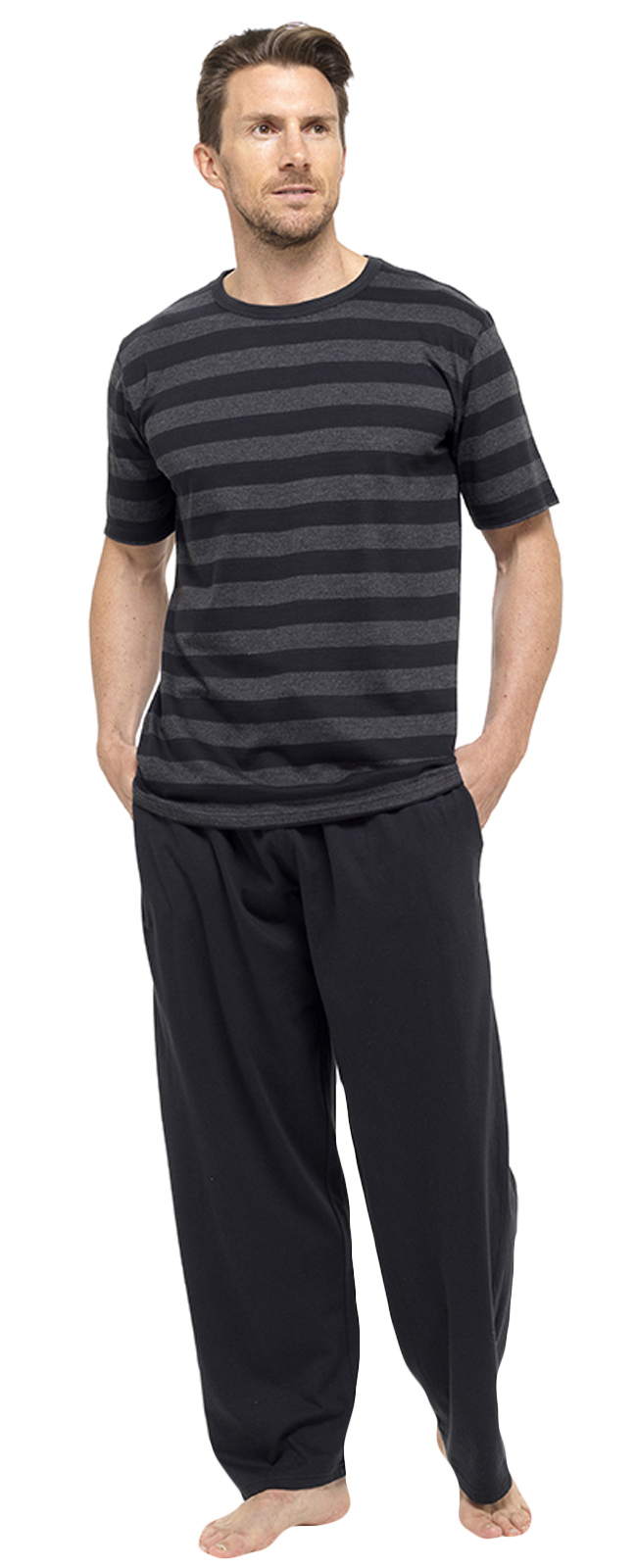 Mens Long Pyjamas 2 Piece Set Short Sleeved Nightwear Gents Boys Pjs Size S-XXL | eBay