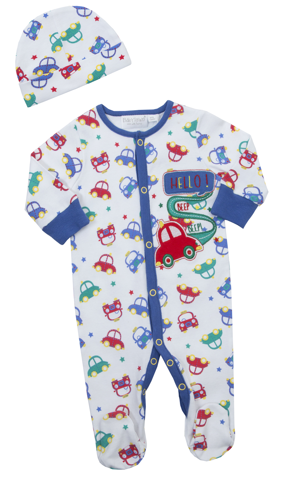 Baby Boys Girls Sleepsuit Hat 2 Piece Outfit Romper Set Babygrow Infants Size