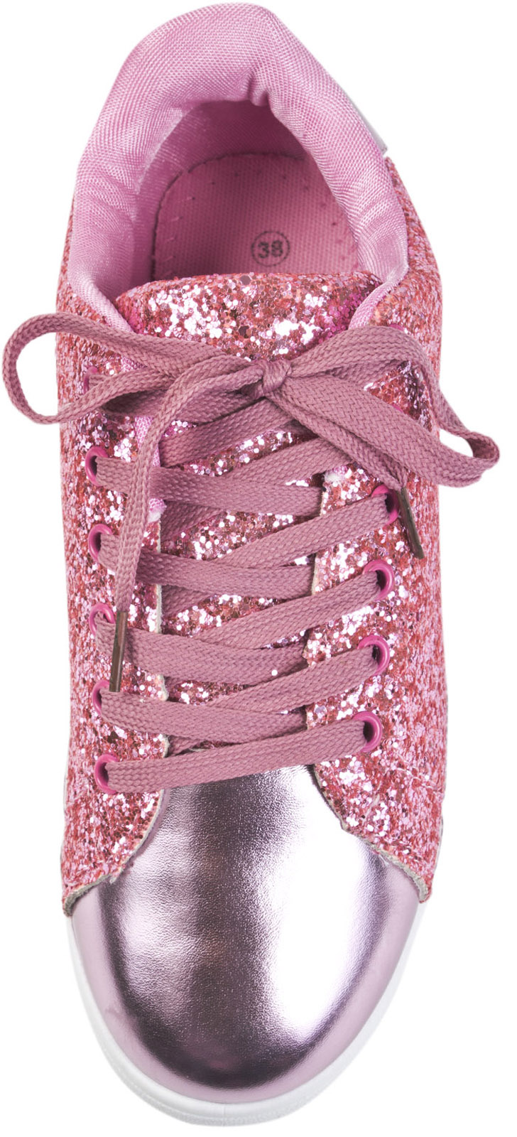 Womens Glitter Sports Trainers Ladies Metallic Lace Up Pumps Gym