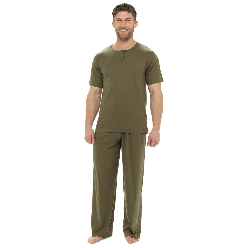 Mens Long Pyjamas 2 Piece Set Short Sleeved Nightwear Gents Boys Pjs Size S-XXL | eBay
