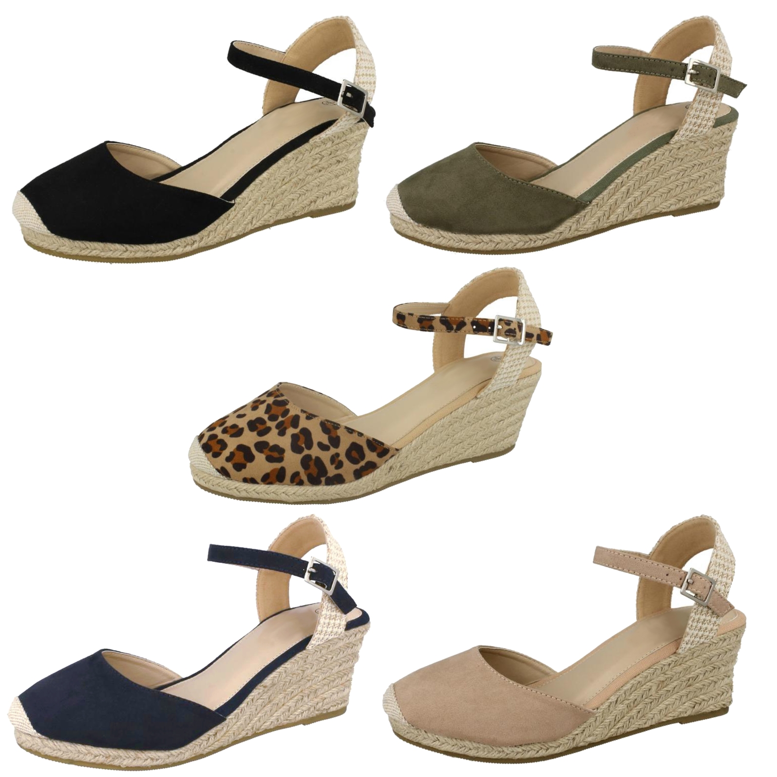 Womens Wedge Platform Espadrille Sandals Closed Toe Cap Ankle Strap Mid Heel Slingback Summer Shoes