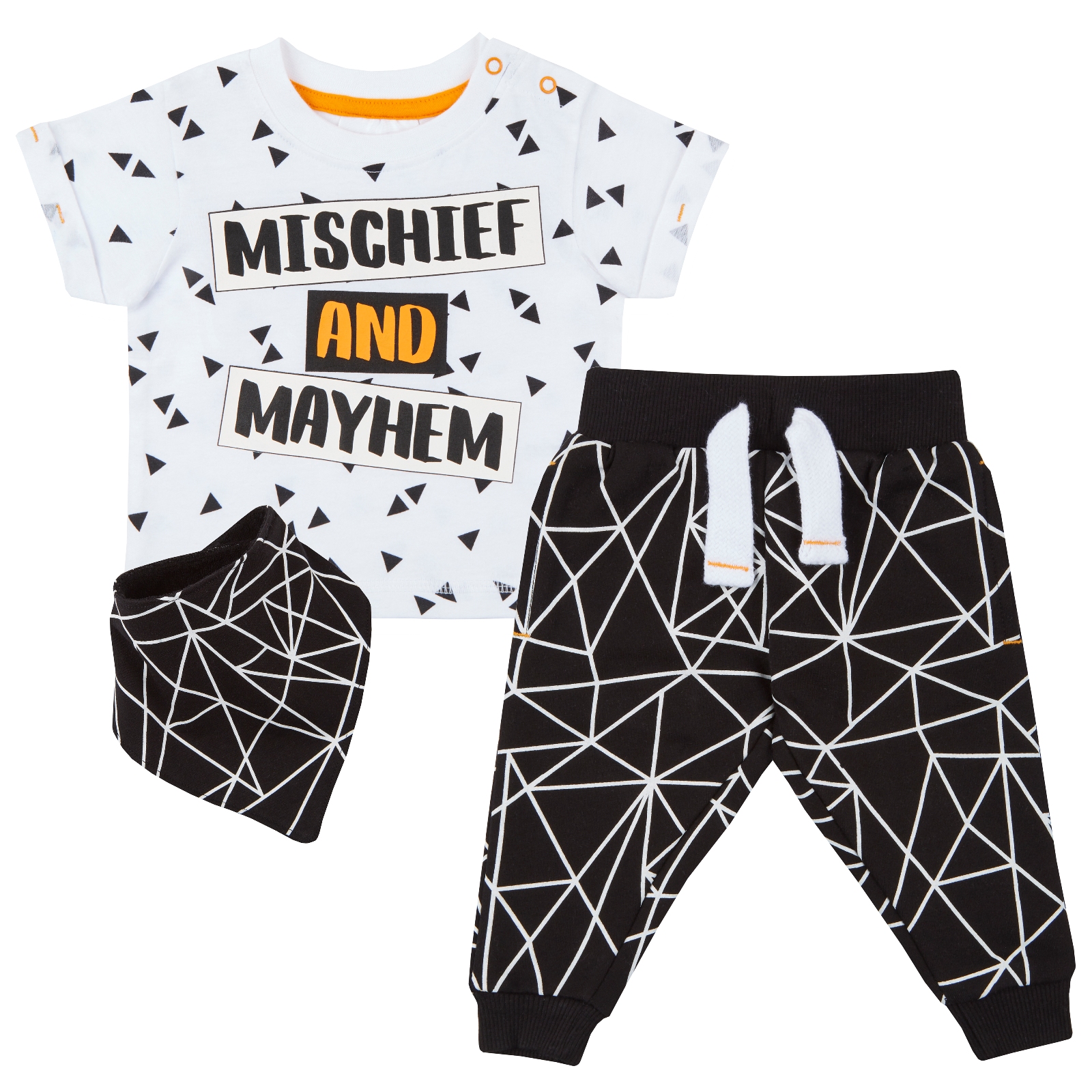 Baby Boys Outfit Short Sleeve T-Shirt Joggers Pants Bandana Bib 3pcs Set Toddler