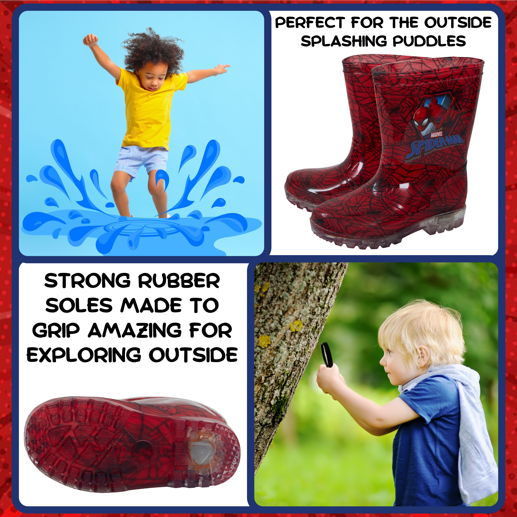 Marvel Spiderman Light Up Wellington Boots Super Hero Rain Wellies Boys Size - Picture 22 of 36