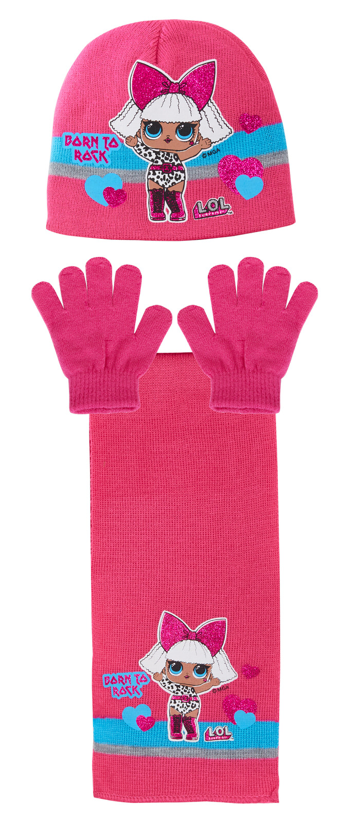 NEW GIRLS LOL WINTER HAT,GLOVE /& SCARF SET GOOD QUALITY