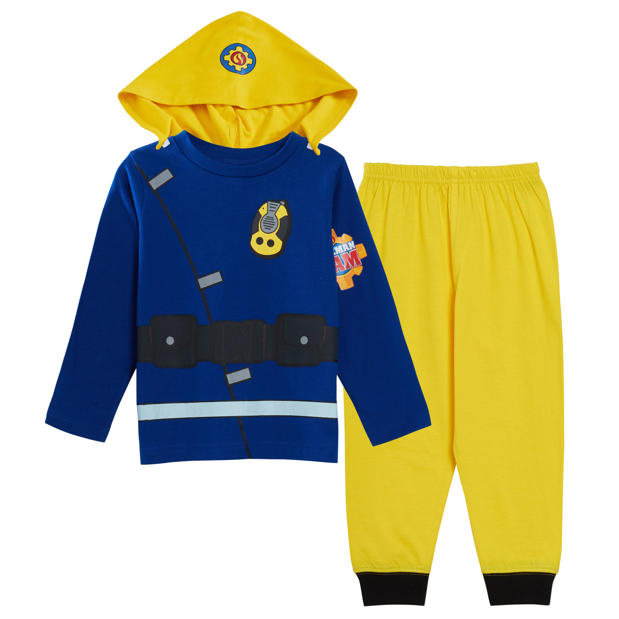 Boys Novelty Fireman Sam Dress Up Pyjamas Kids Full Length Character Pjs Size - Picture 33 of 68