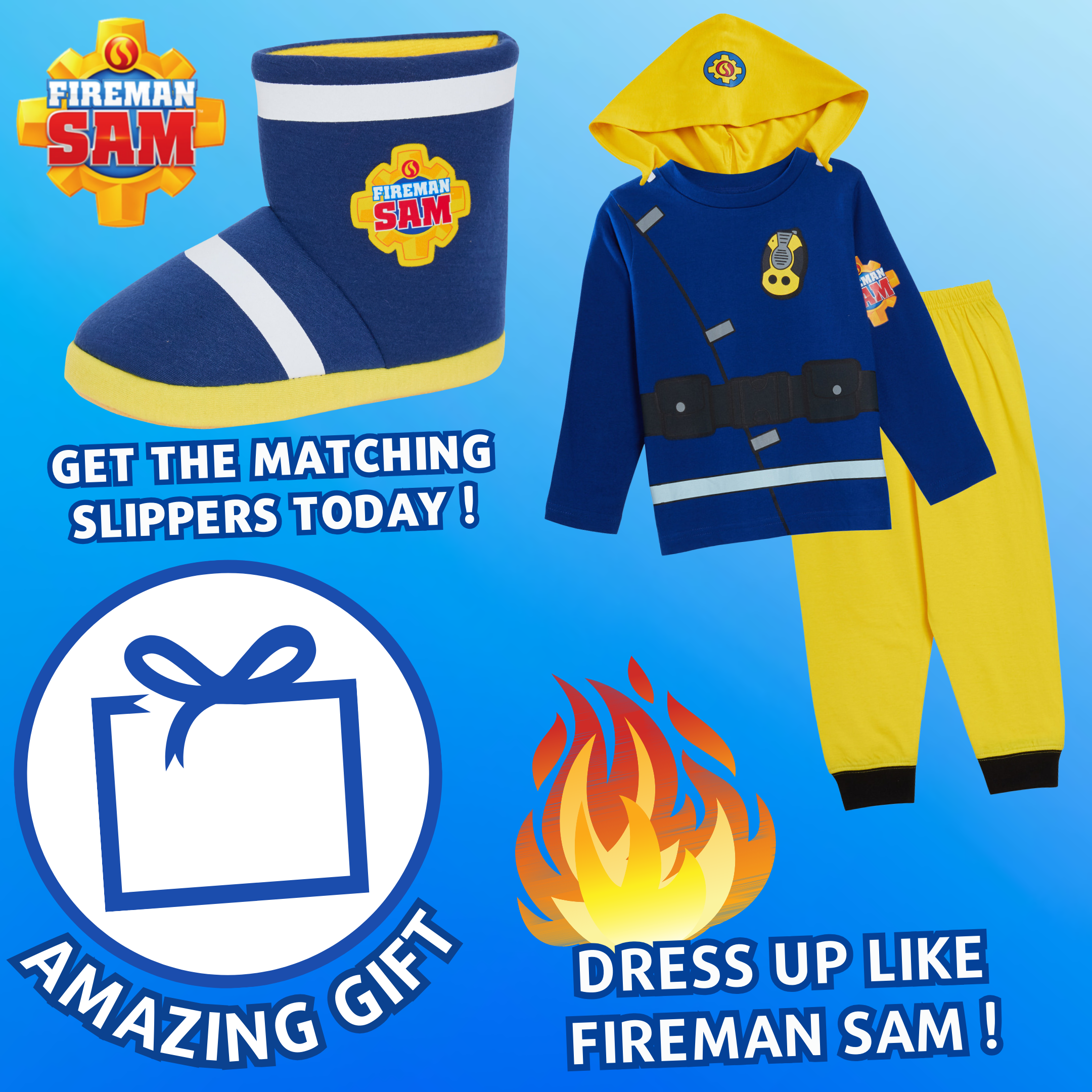 Boys Novelty Fireman Sam Dress Up Pyjamas Kids Full Length Character Pjs Size - Picture 38 of 68