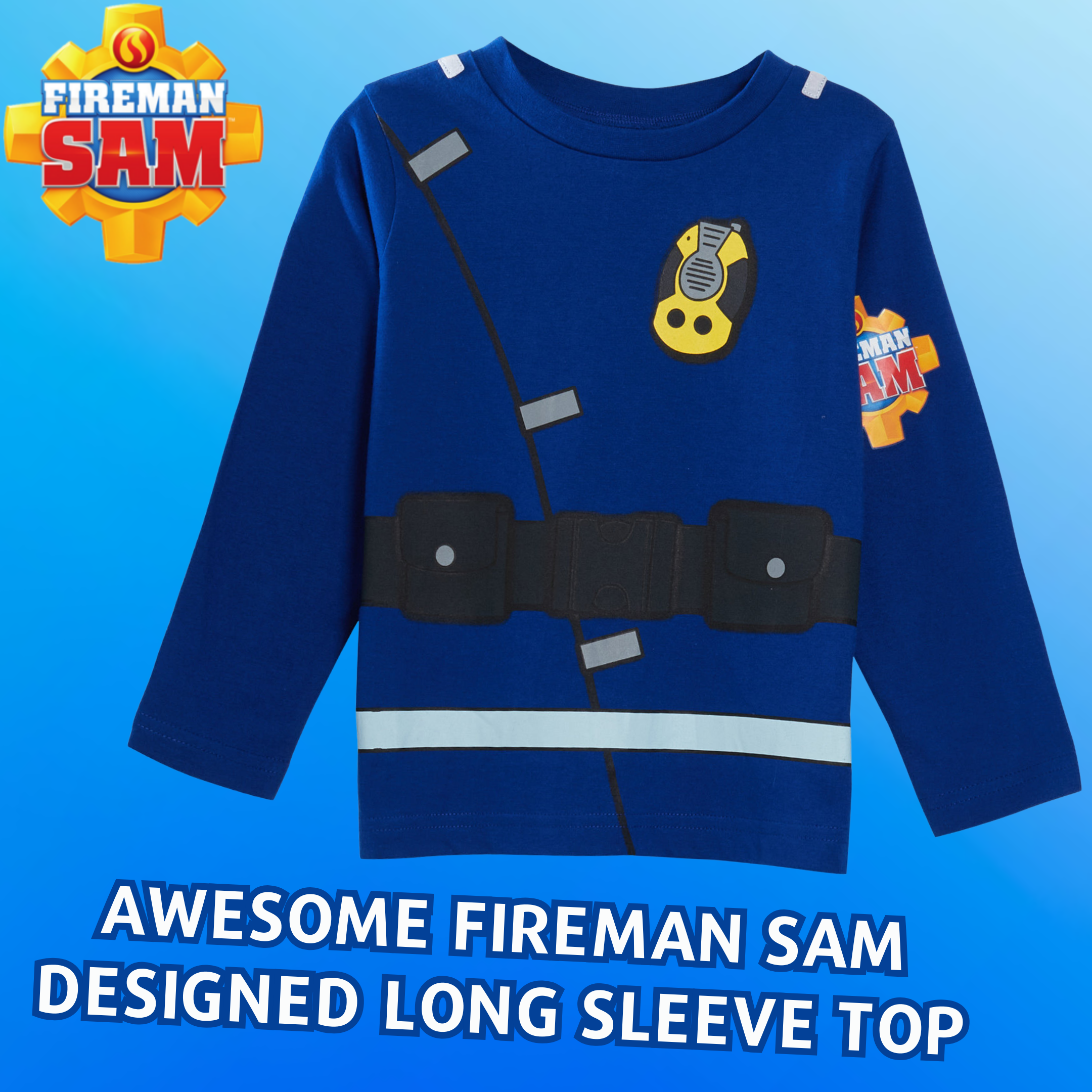 Boys Novelty Fireman Sam Dress Up Pyjamas Kids Full Length Character Pjs Size - Picture 60 of 68
