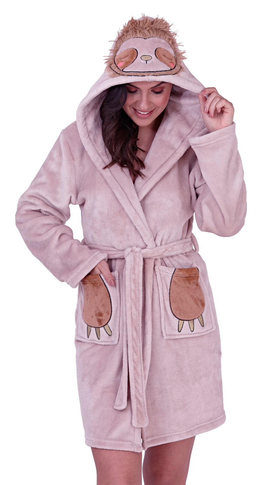 Womens Short Luxury Fleece Dressing Gown + Belt Bath Robe Housecoat Ladies Size | eBay