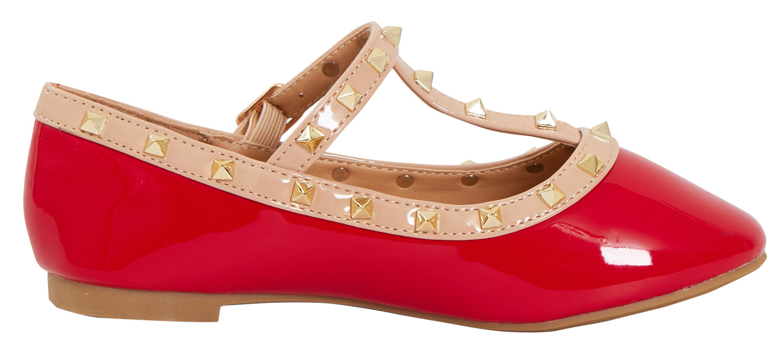 Girls Studded Patent Ballet Shoes Kids TBar Faux Leather Flat Party