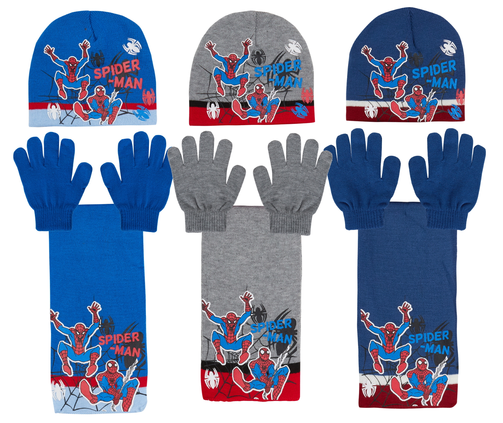 spiderman hat scarf and gloves set
