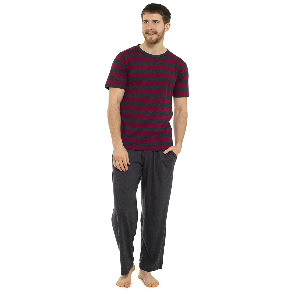 Mens Long Pyjamas 2 Piece Set Short Sleeved Nightwear Gents Boys Pjs Size S-XXL | eBay