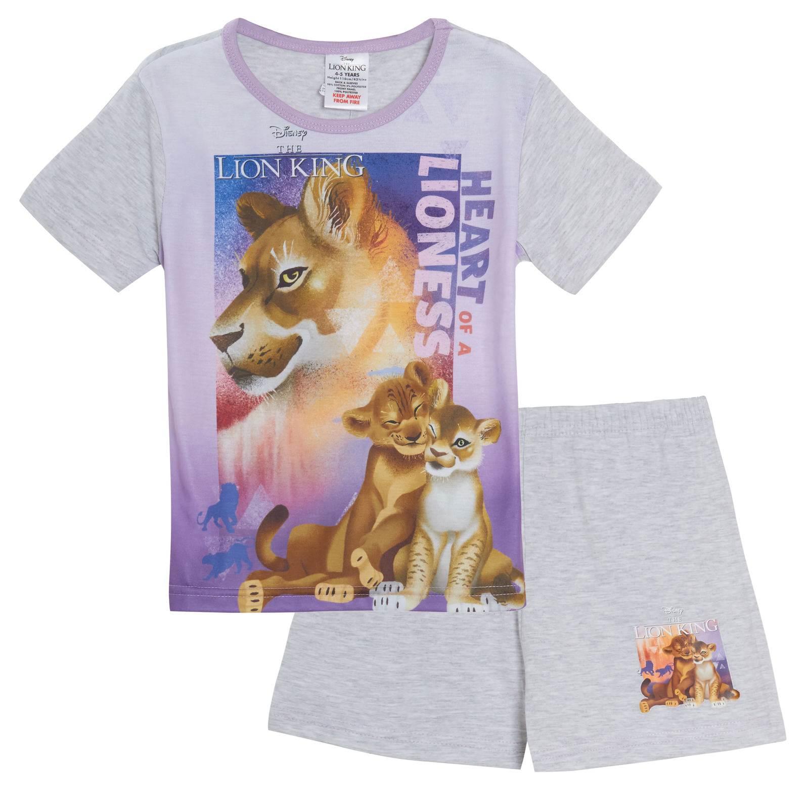 Girls Disney Lion King Short Pyjamas Kids Simba Nala Shortie Pjs Set ...