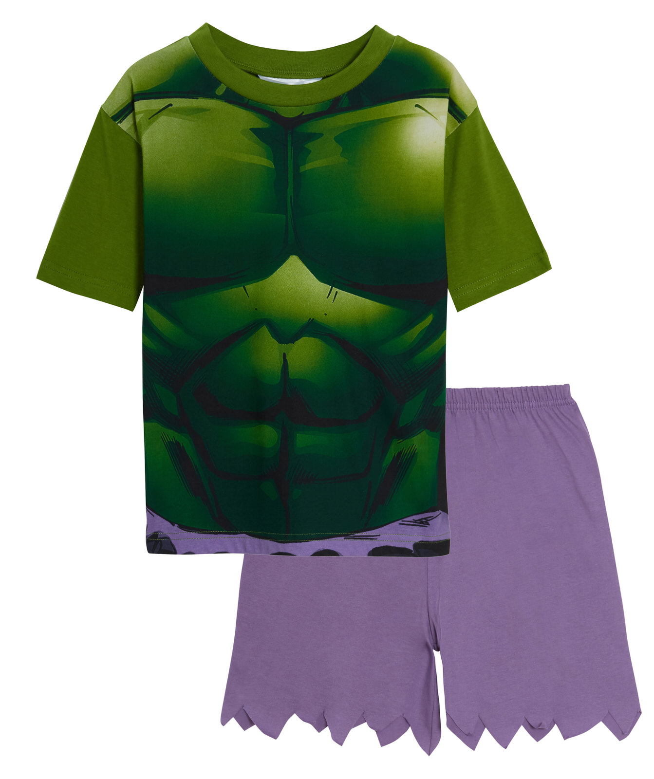 Boys Hulk Dress Up Short Pyjamas Kids Marvel Avengers Novelty Shortie