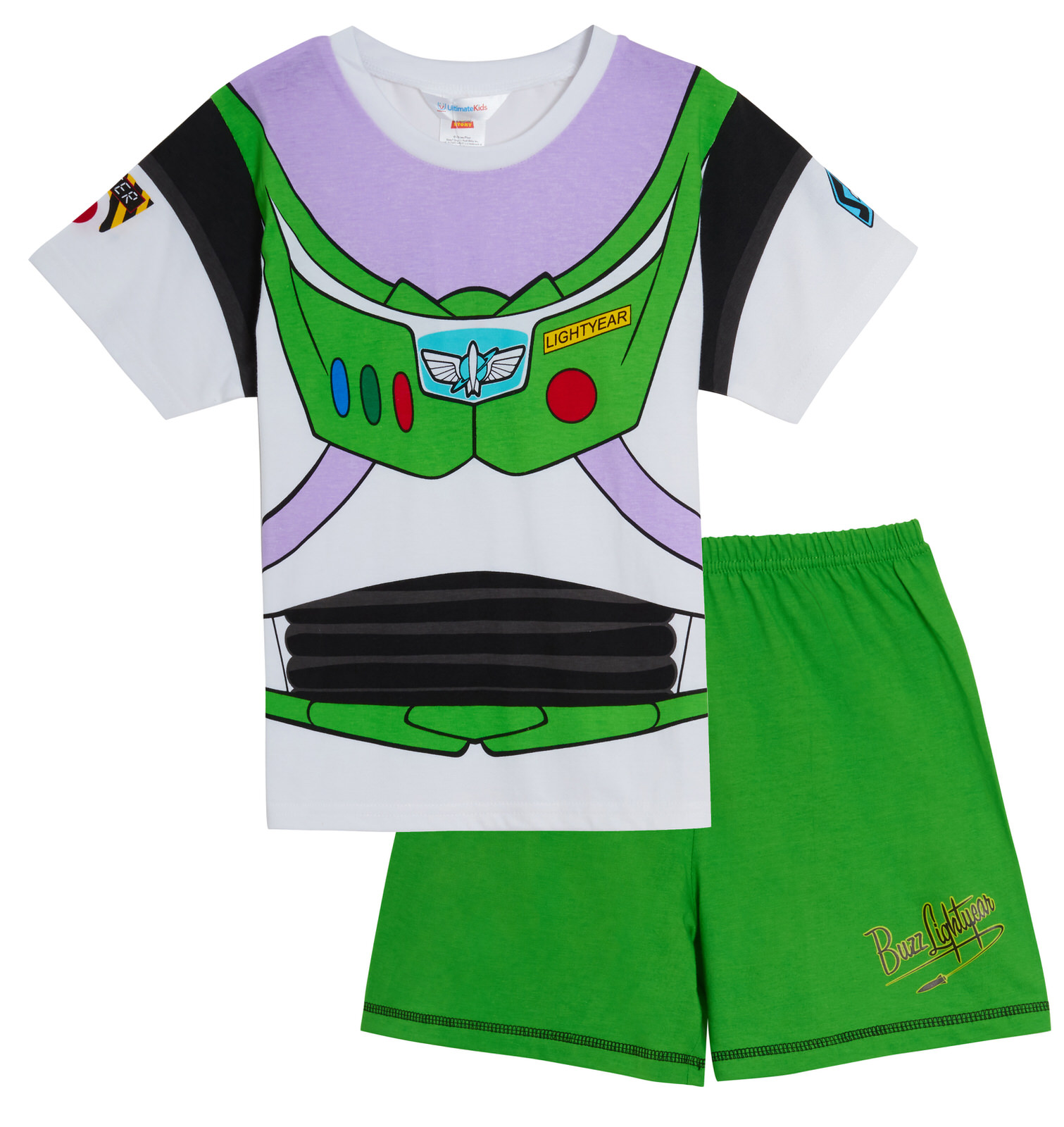 Boys Buzz Lightyear Glow In The Dark Short Pyjamas Kids Toy Story Dress Up Pjs - Picture 8 of 14