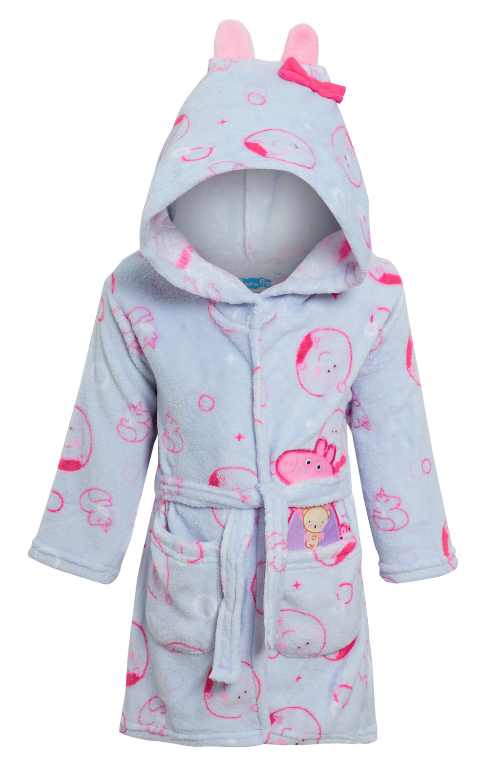 Peppa Pig Girls 3D Fleece Hooded Dressing Gown Kids Novelty Character Bath Robe - Picture 4 of 5