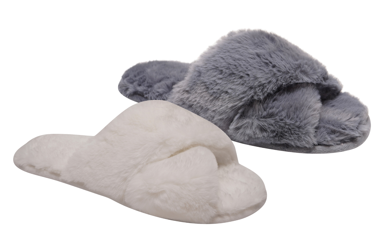 open toe faux fur slippers