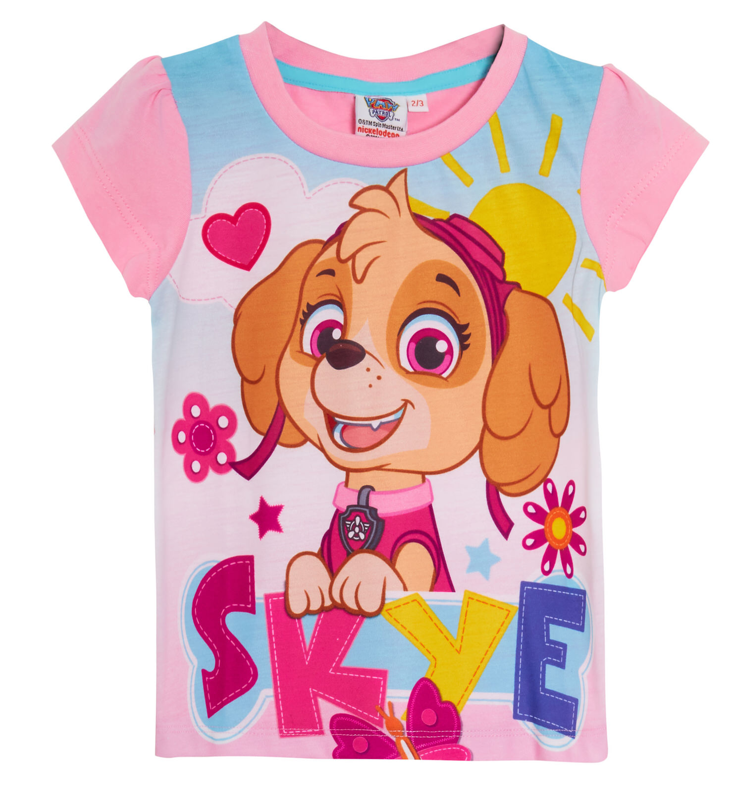 Girls Paw Patrol Pyjamas Skye Shortie Pjs Set Nightwear T-Shirt + Shorts Outfit - Picture 10 of 12