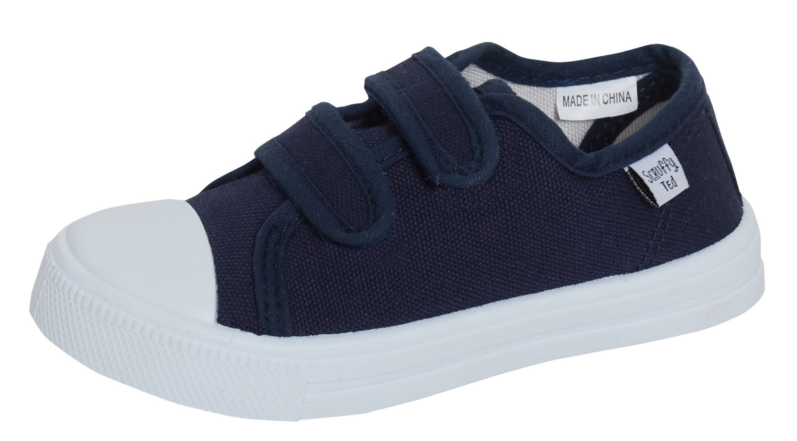Kids Navy Canvas Shoes Boys Girls Plimsoll Trainers Unisex Easy Fasten Pumps - Picture 7 of 8
