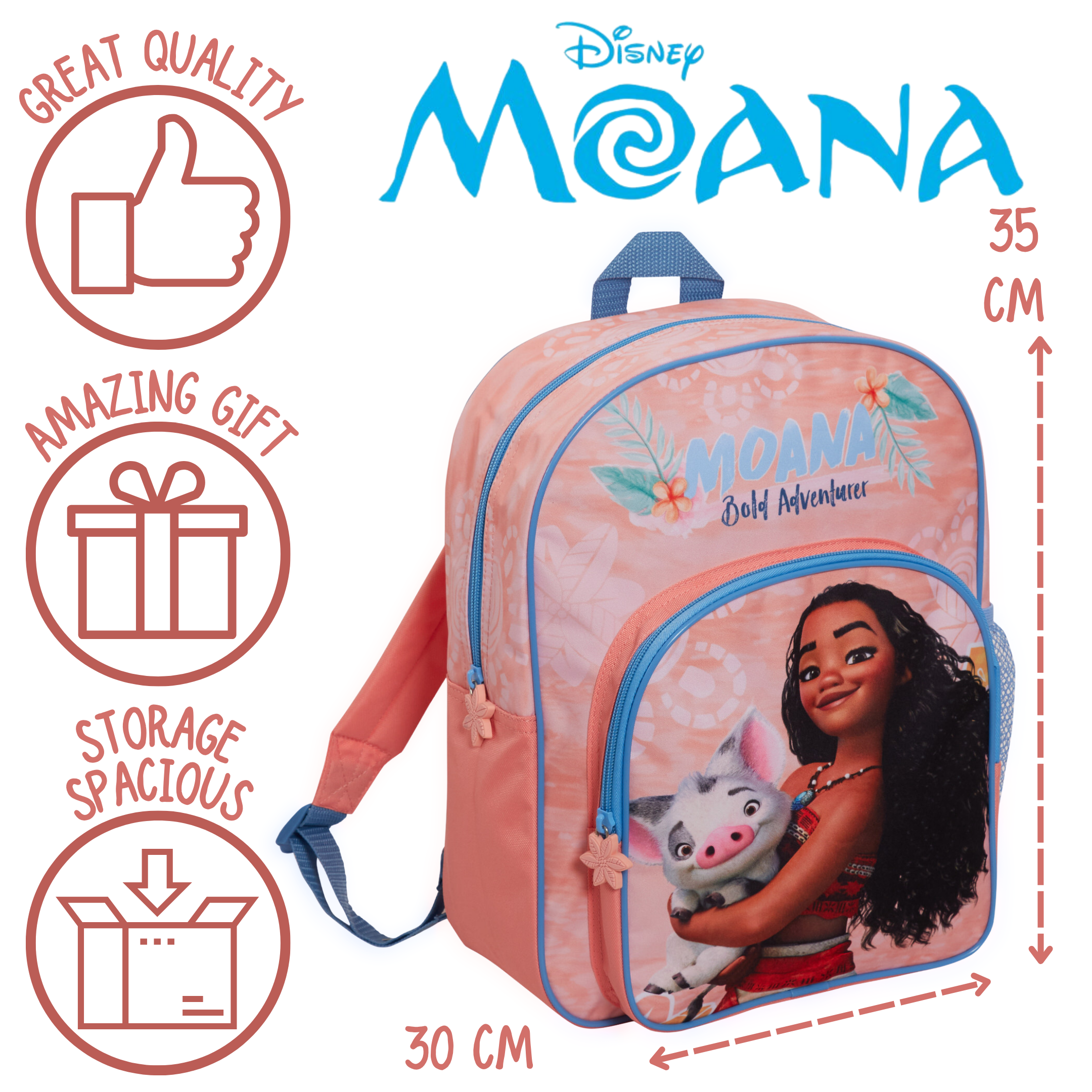 Disney Moana Bag Girls Backpack for Kids School Bag Travel Sports Bag Rucksack - Picture 13 of 19