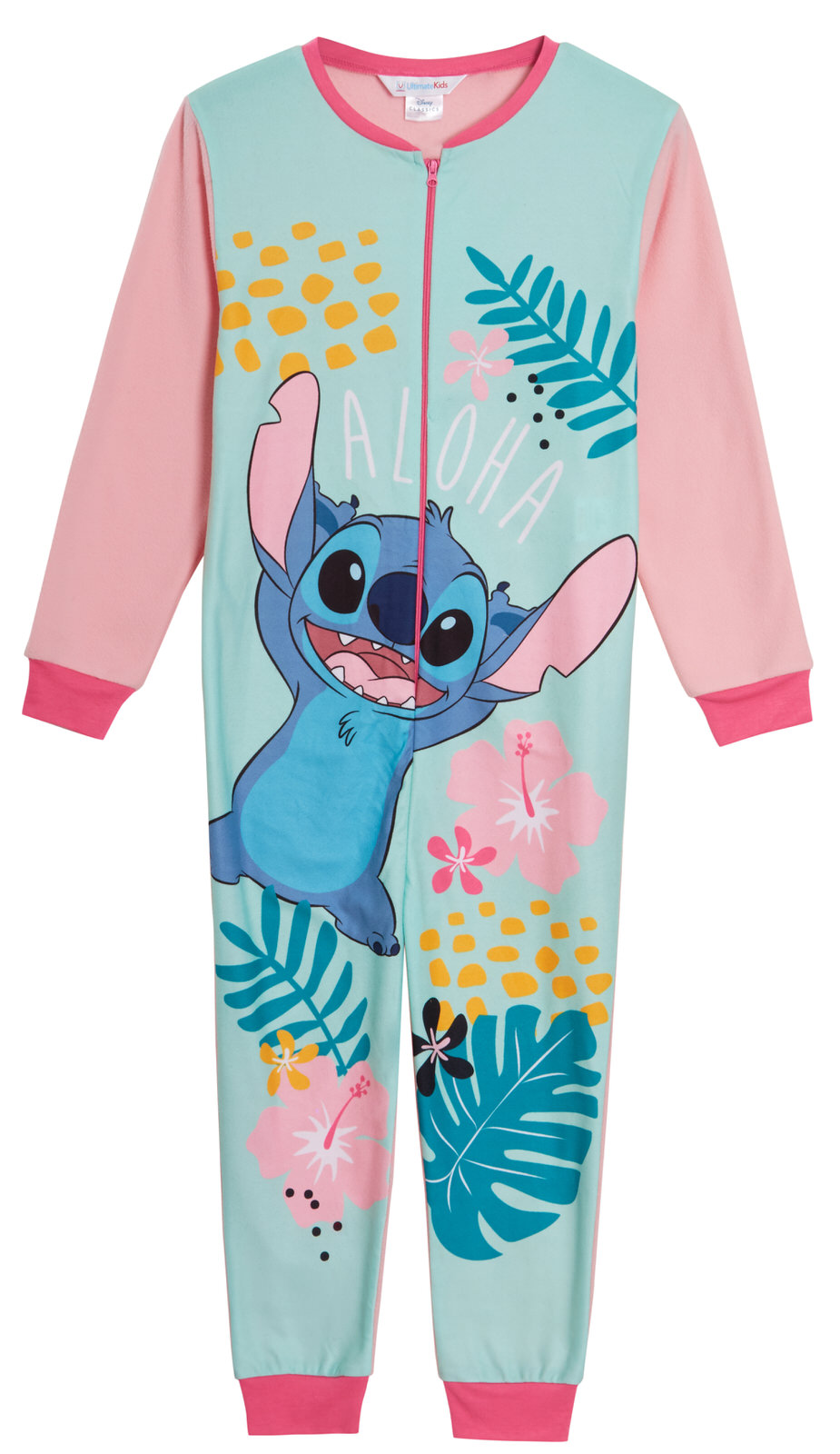 Disney Stitch Girls All In One Pyjamas For Kids Lilo Fleece Pjs