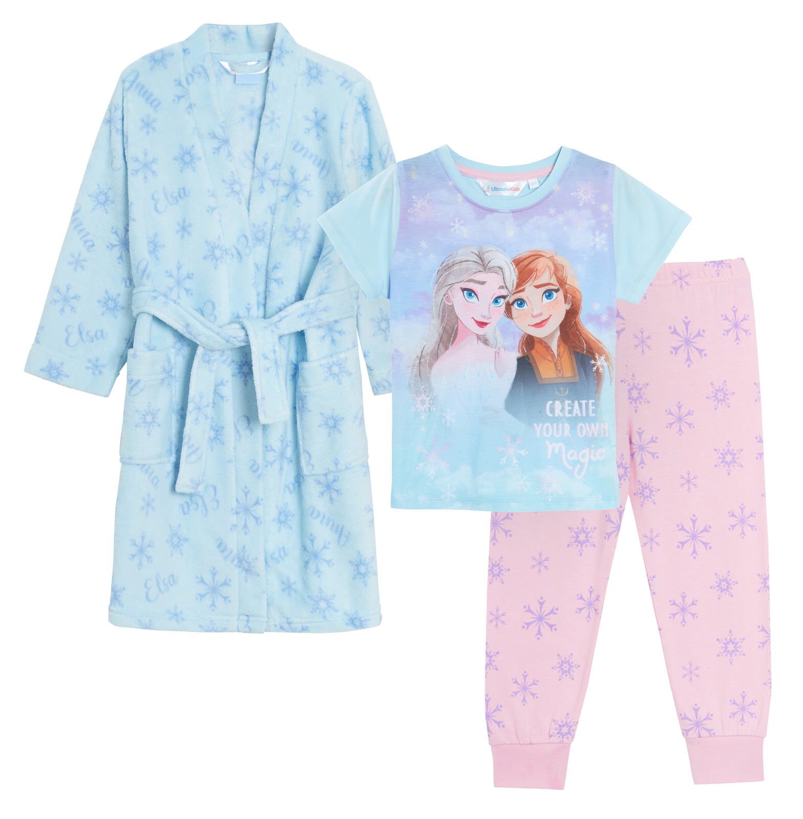 Disney Frozen 2 Dressing Gown + Pyjamas for Girls 3pc Set Kids Bath Robe + Pjs - Picture 11 of 13