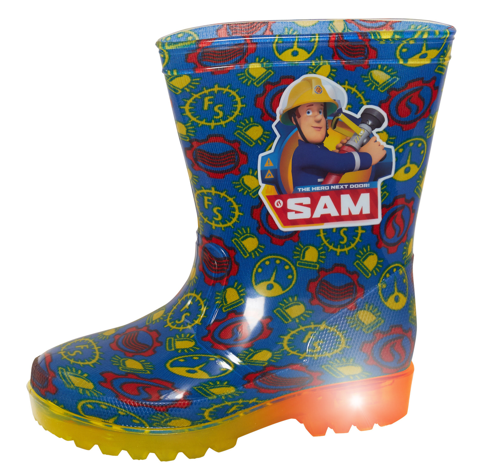 Fireman Sam Wellies Boys Light Up Wellington Boots Kids Flashing Lights Wellys eBay