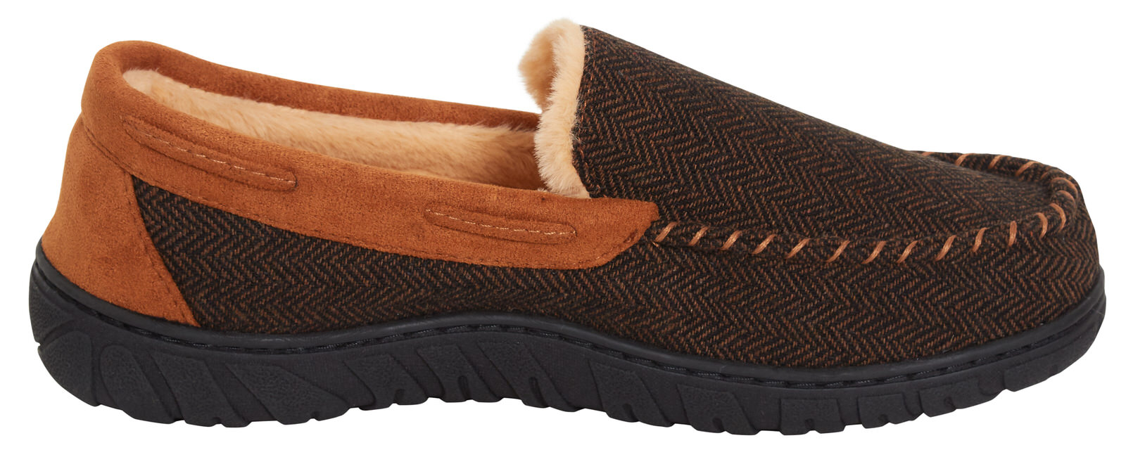 Mens Memory Foam Moccasin Slippers Faux Fur Lined Slip On Anti Slip House Shoes - Picture 19 of 39