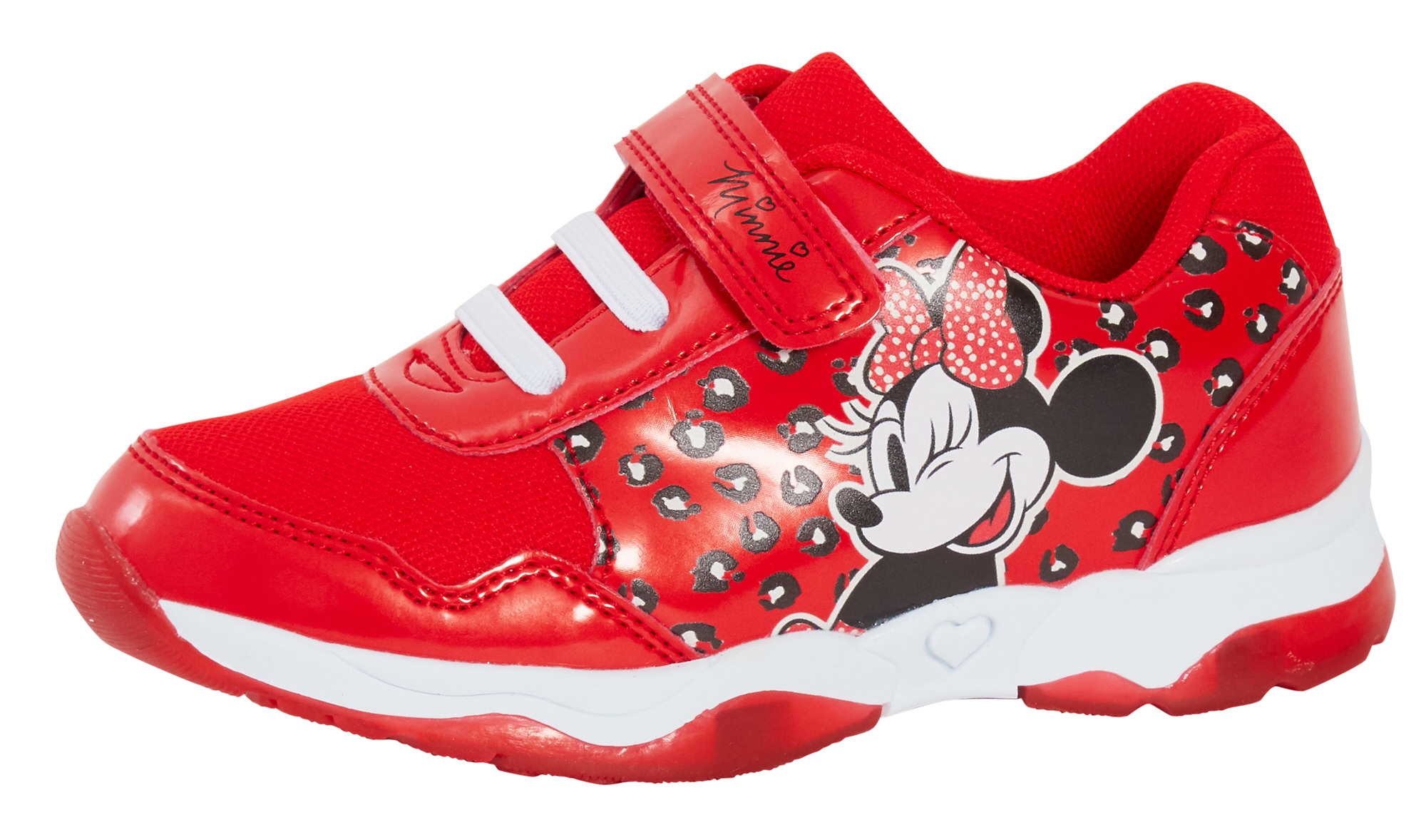 Disney Minnie Mouse Girls Light Up Trainers Kids Easy Touch Fasten Sports Shoes - Picture 8 of 13