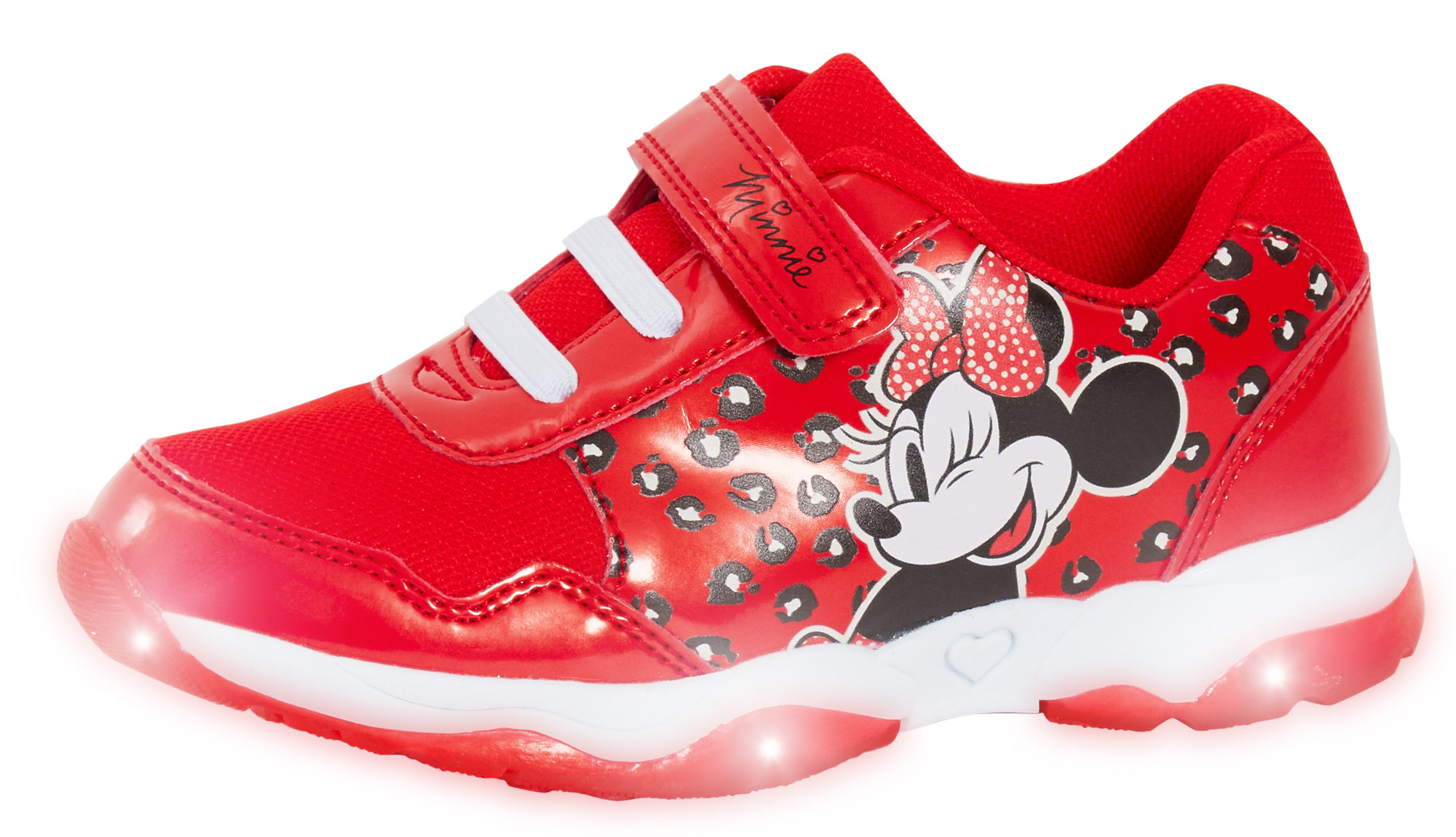 Disney Minnie Mouse Girls Light Up Trainers Kids Easy Touch Fasten Sports Shoes - Picture 9 of 13