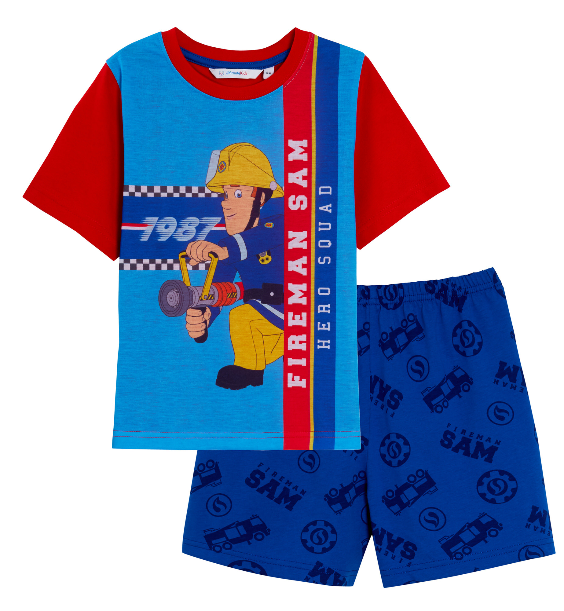 Fireman Sam Boys Short Pyjamas Kids Fire Man Shortie Pjs For Boys Nightwear Set - Picture 16 of 17