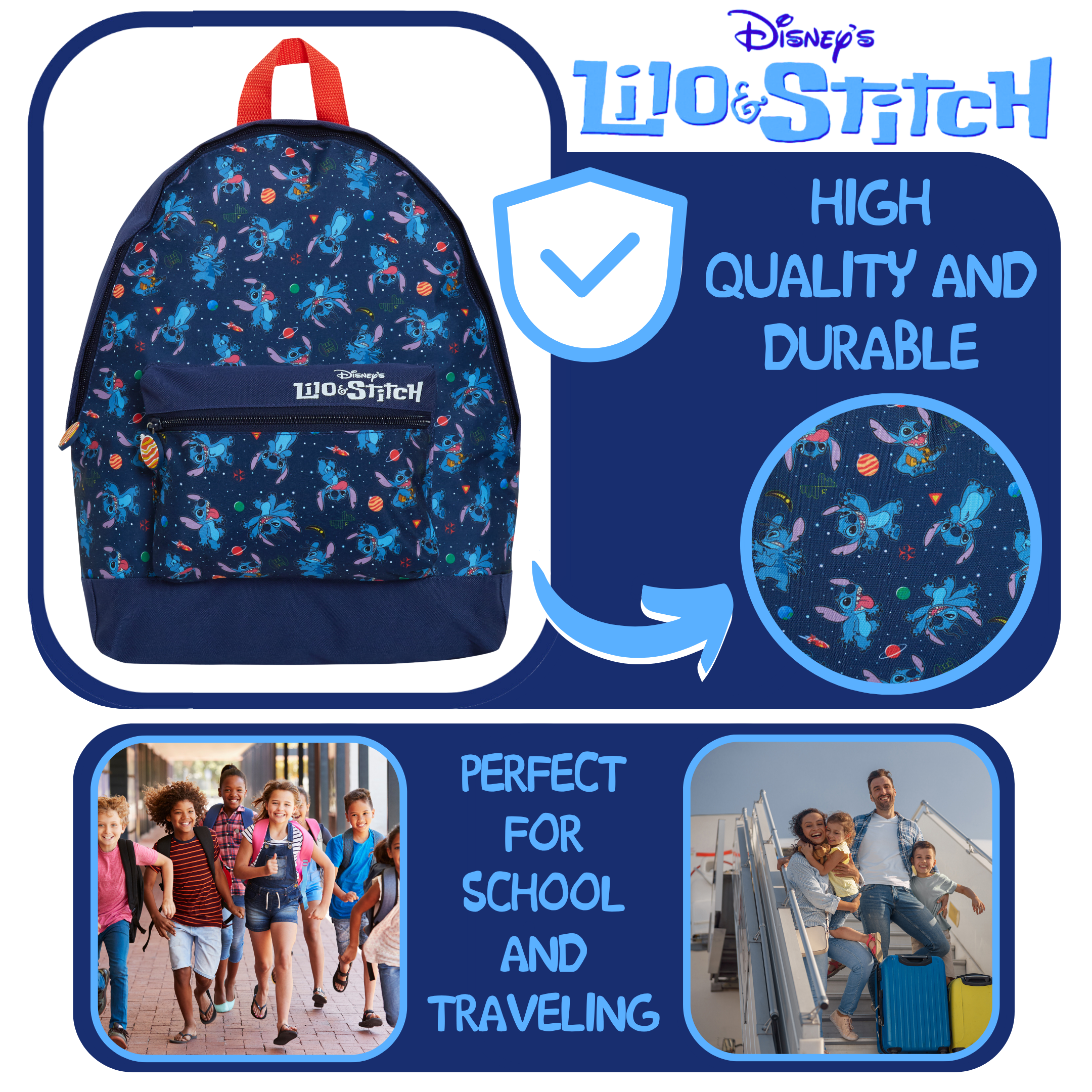 Lilo And Stitch Backpack For Adults Girls Boys Disney School Travel Work Bag - Picture 17 of 26