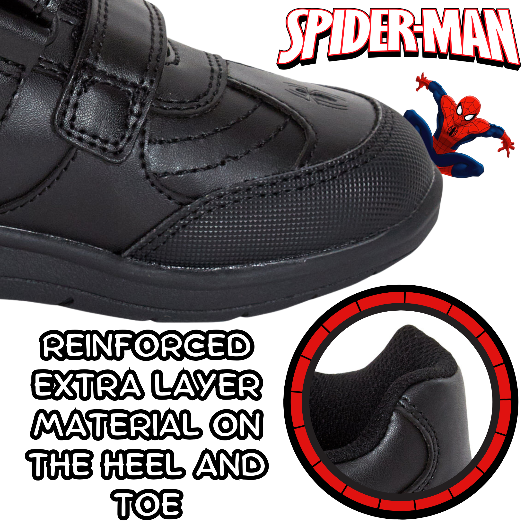 Spiderman Boys School Shoes For Kids Black Trainers Shoes Easy Touch Fastening - Picture 52 of 109