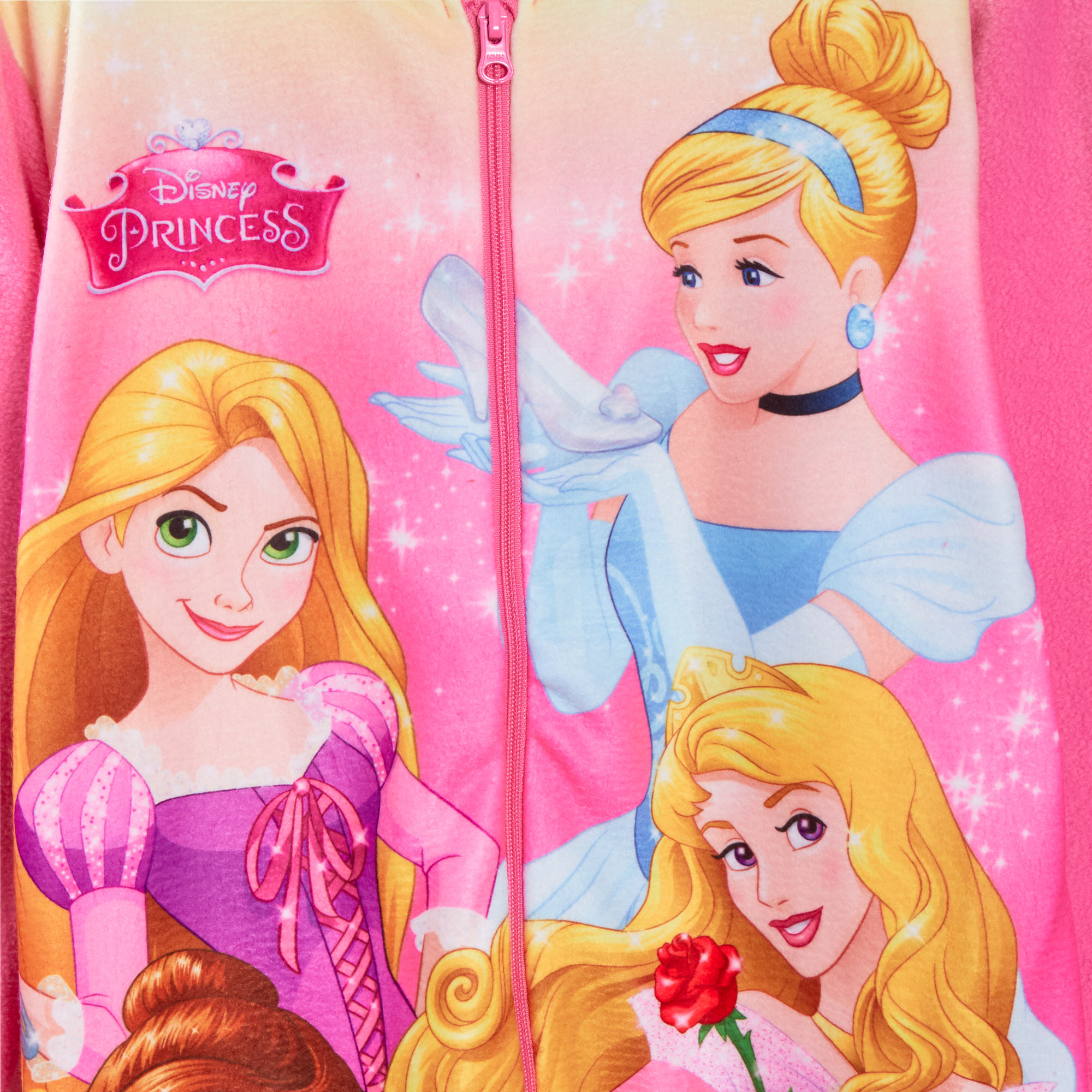 Girls Disney Princess All In One Pyjamas For Kids Fleece Pjs Zipped Nightwear - Picture 8 of 10