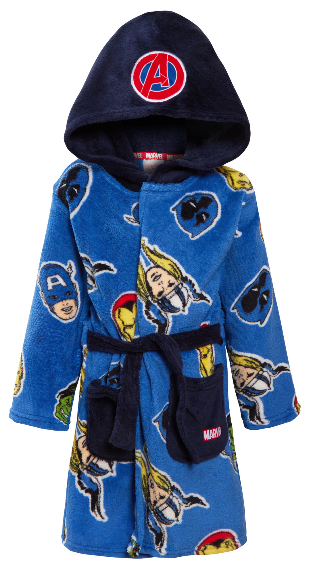 Avengers Dressing Gown For Boys Marvel Super Hero Kids Dress Up Hooded Bath Robe - Picture 10 of 21