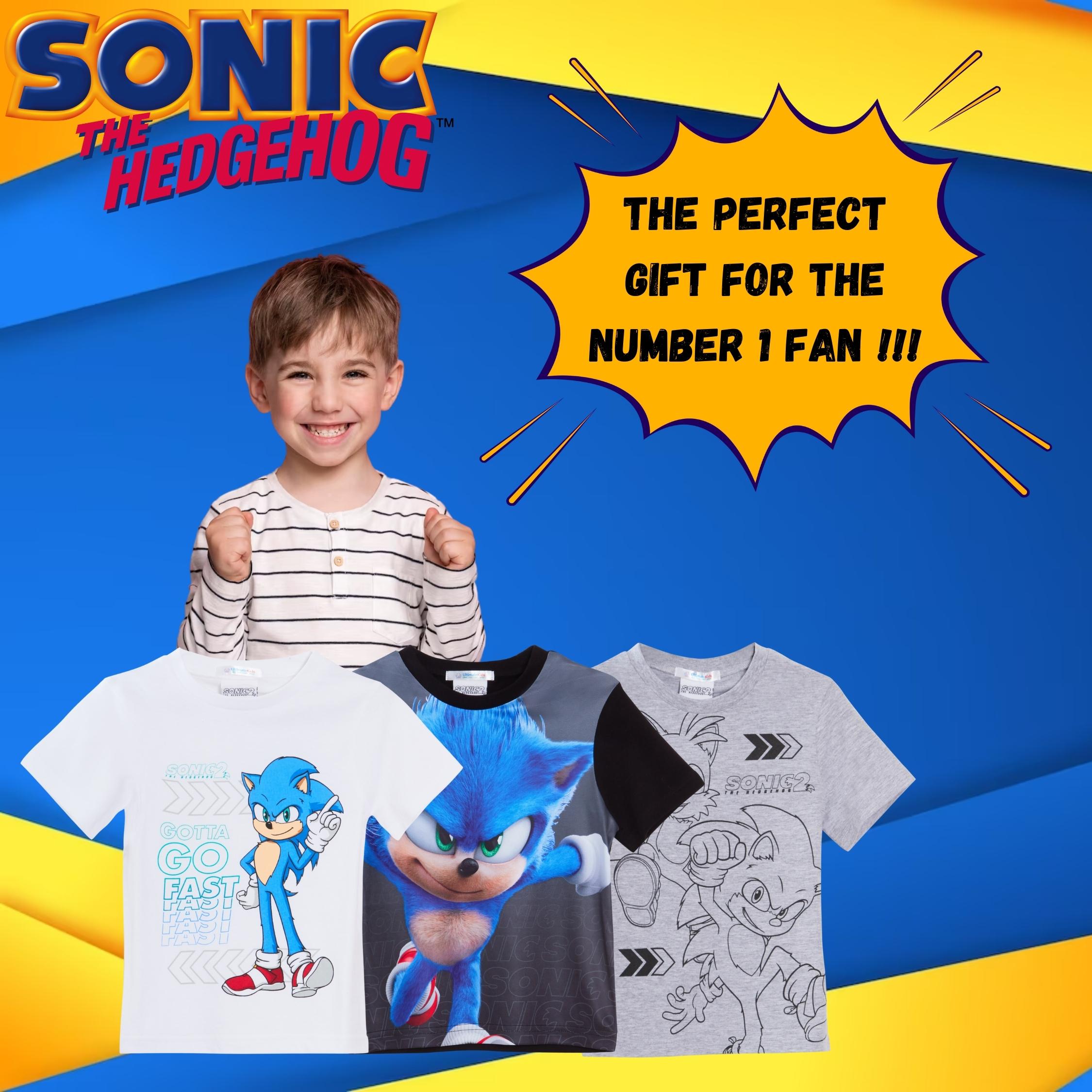 Boys 3 Pack Sonic The Hedgehog T-Shirts Kids Sega Tails Dress Up Tops Gamer Tees - Picture 36 of 55