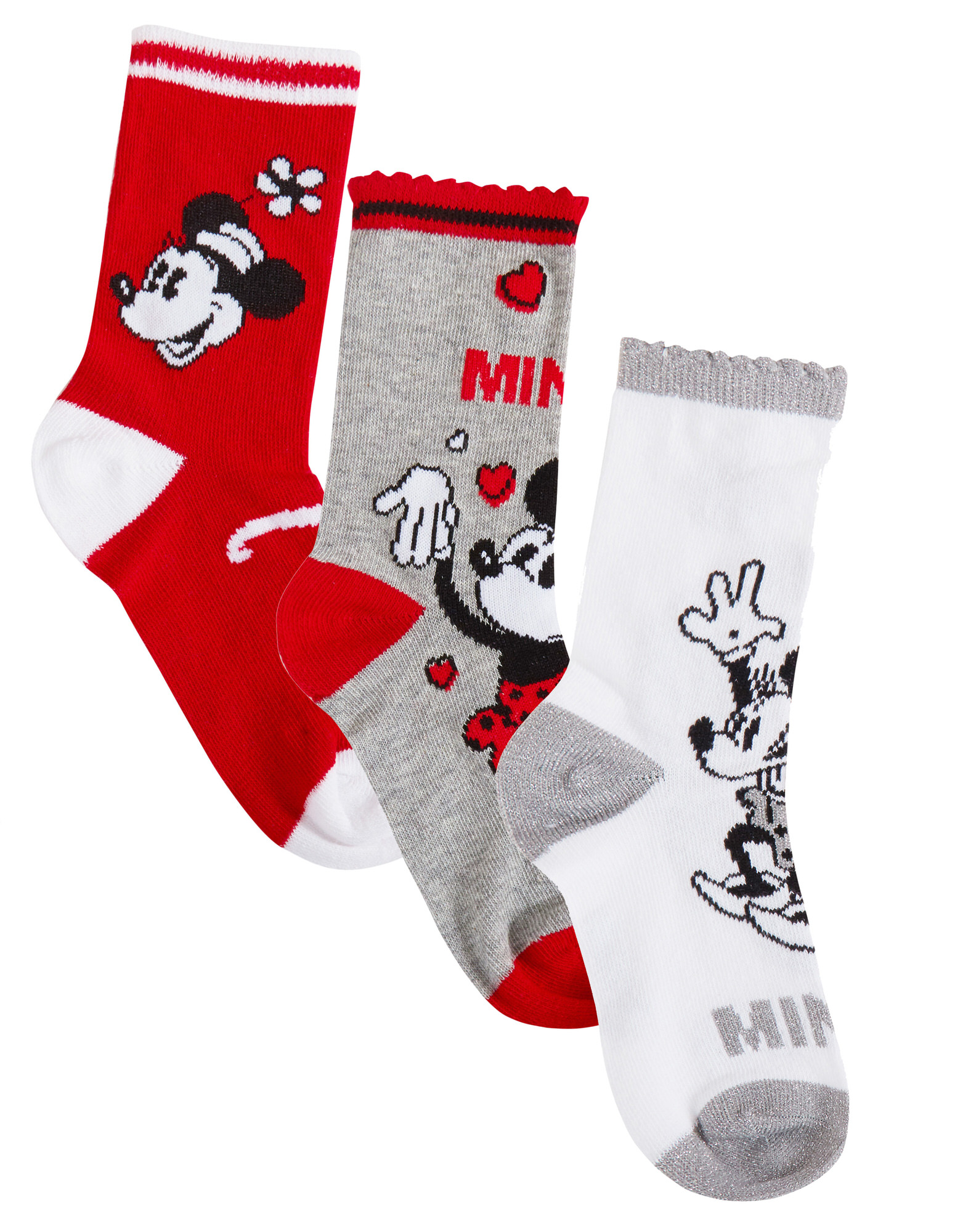 Minnie Mouse 3 Pack Socks Girls Disney Classics 100 Years Multipack Ankle Socks - Picture 33 of 34