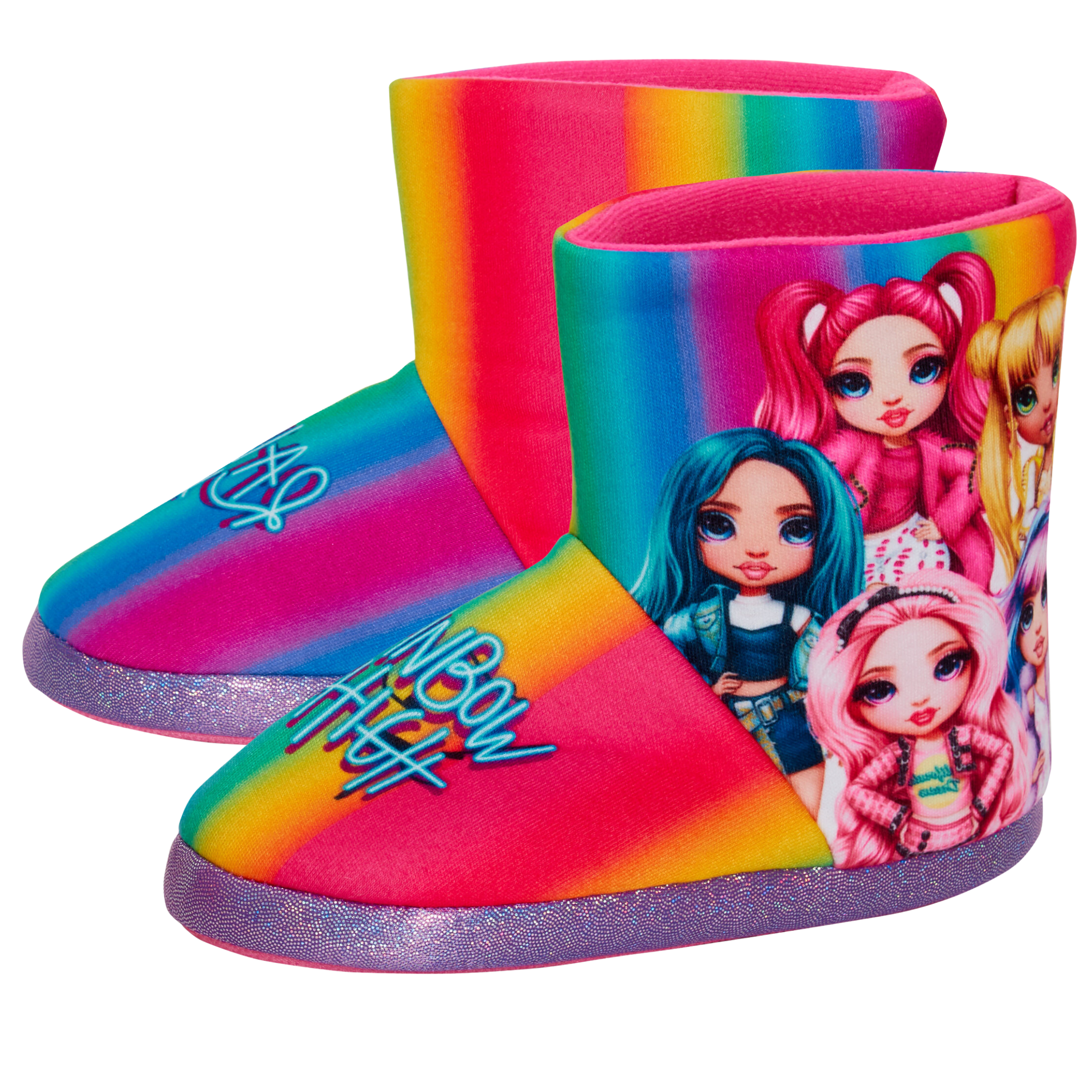 Girls Rainbow High Slipper Boots For Kids Slippers Fleece Booties House Shoes - Picture 16 of 27