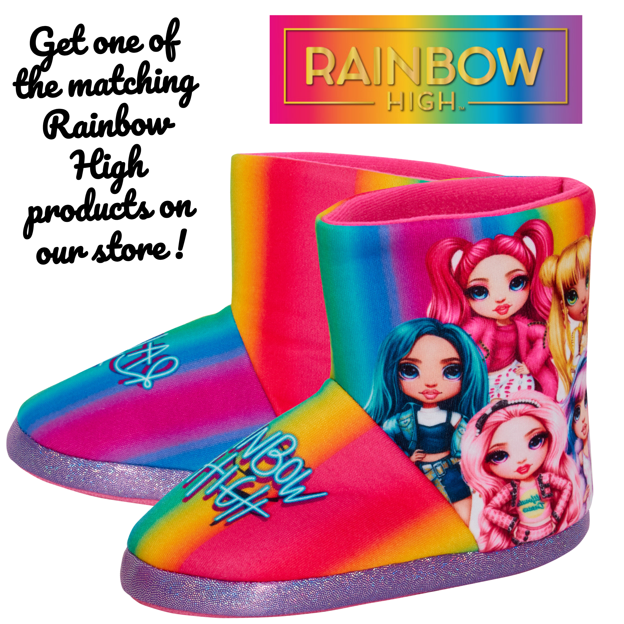 Girls Rainbow High Slipper Boots For Kids Slippers Fleece Booties House Shoes - Picture 21 of 27