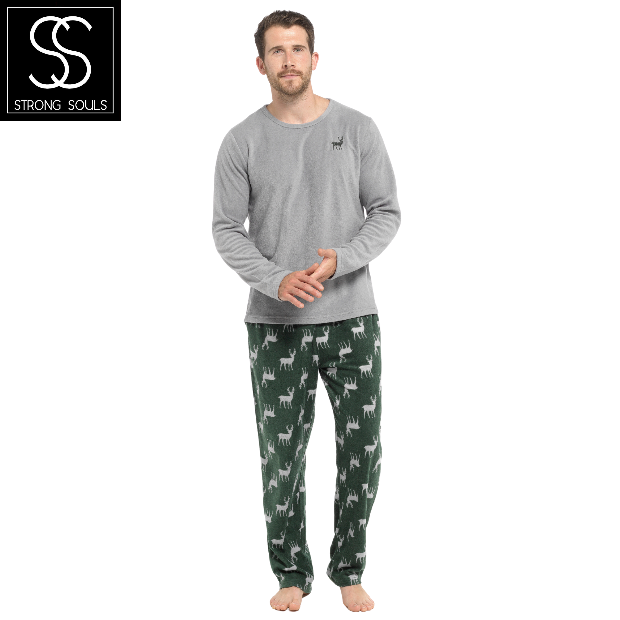 Mens 2 Piece Luxury Full Length Pyjamas Set Gents Boys Pjs Pj's Xmas Gift Size - Picture 10 of 55