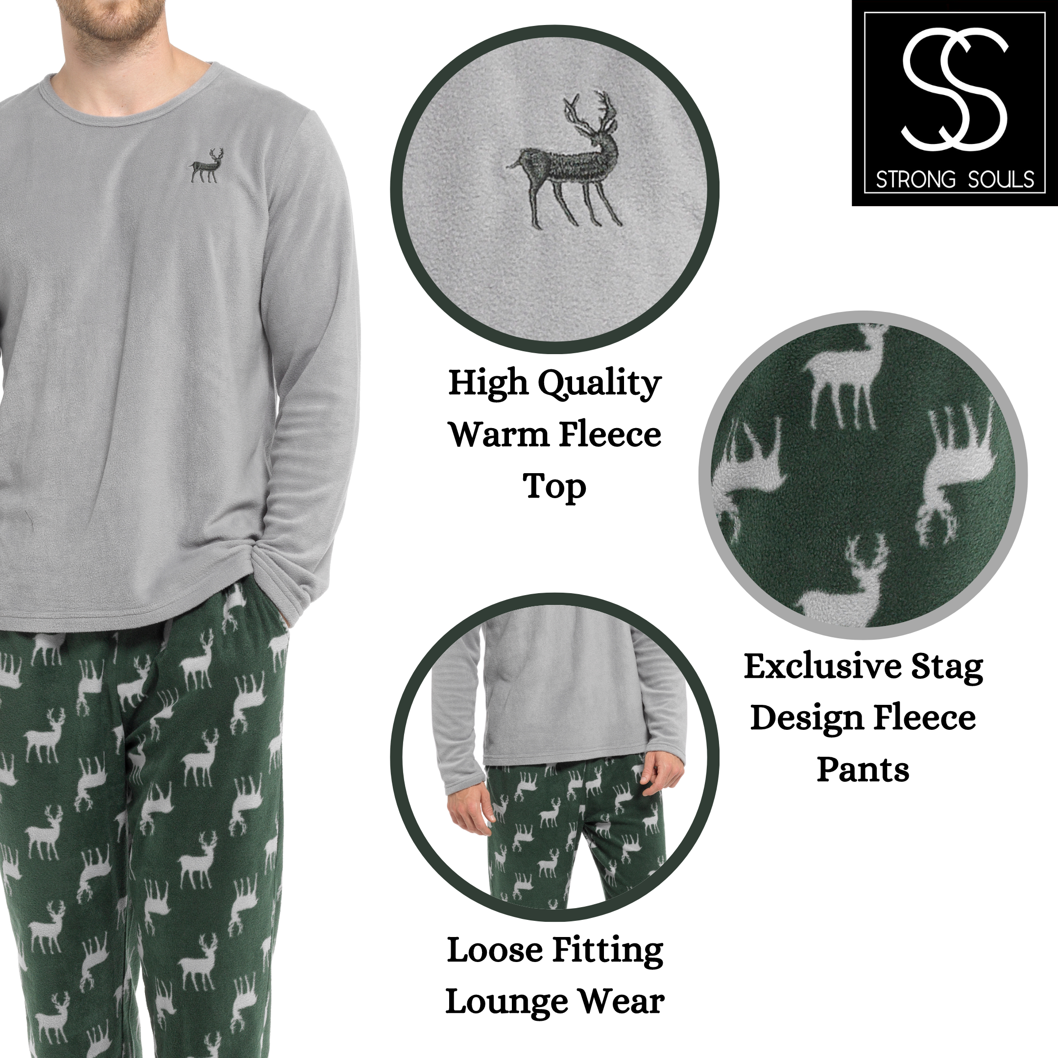 Mens 2 Piece Luxury Full Length Pyjamas Set Gents Boys Pjs Pj's Xmas Gift Size - Picture 11 of 55