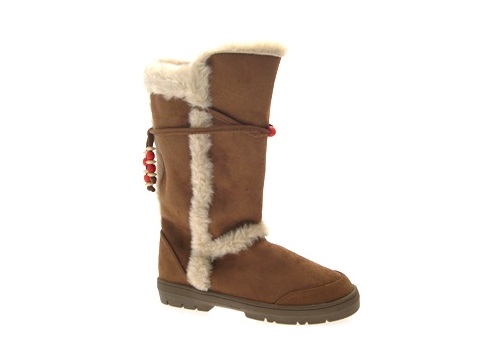 Damen Mädchen Ella Fell Lammfell kurze Midi Schneestiefel Knopf Schnalle Damengröße - Bild 25 von 25